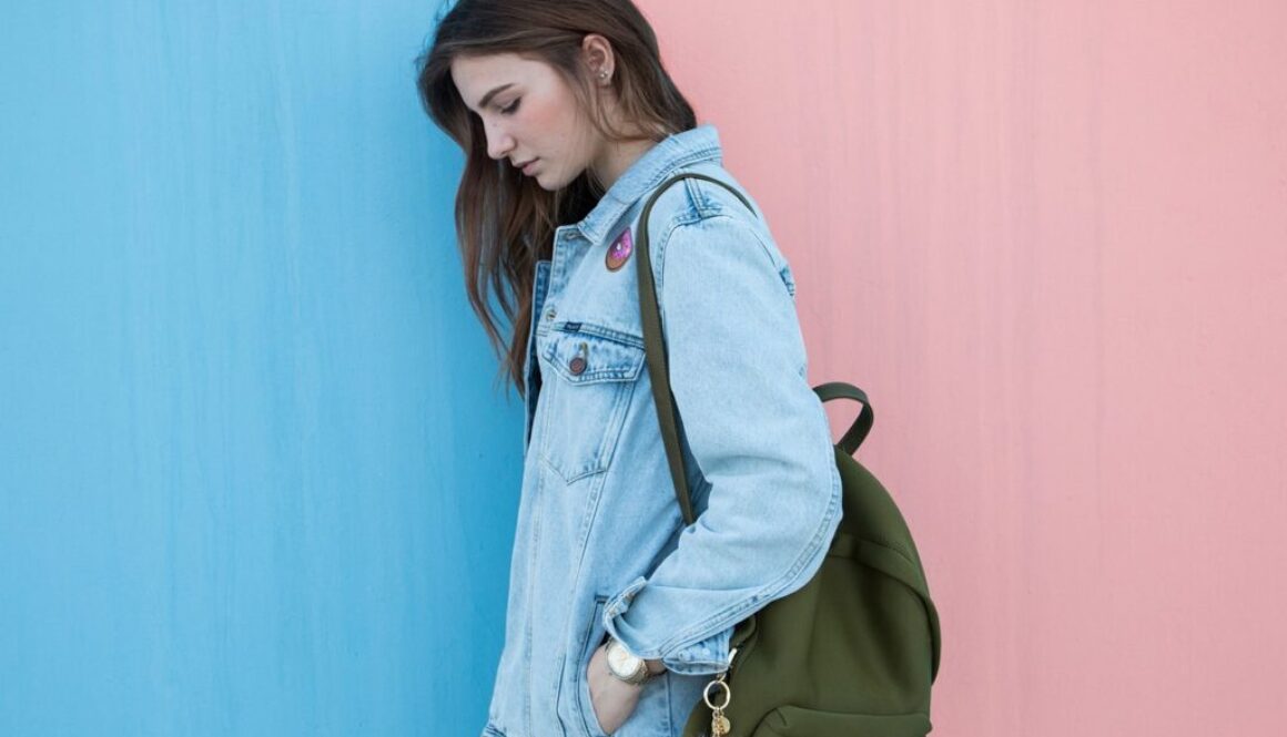 woman brunette denim jacket fashion 2564660